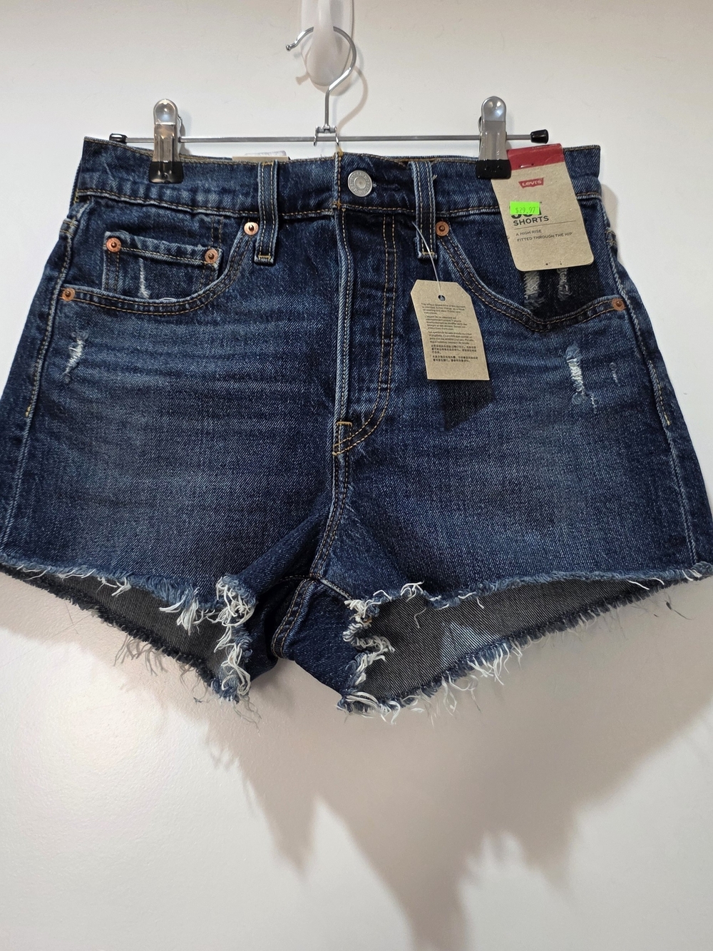 Levi's Dark Blue Distressed Cutoff Jean Shorts